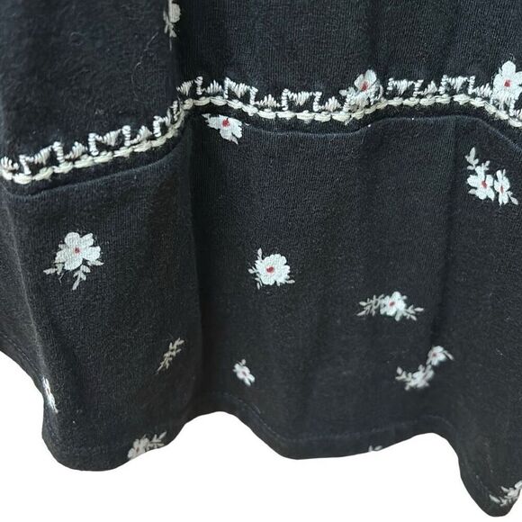 J. Jill black scattered daisy print with embroidery sleeveless maxi dress 2X - Picture 7 of 12